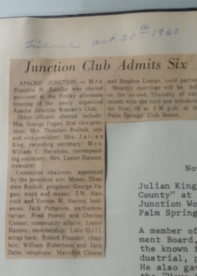 Newspaper article from 1960, inserted into the scrapbooks.